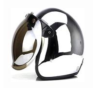 Casco Da Moto Retrò, Omologato ECE, Stile Tedesco, 3/4, Vintage, Argento Cromato, Aperto, Con Specchio A Bolla, Per Uomo E Donna, Ciclomotore, Scooter, Chopper, Cruiser A3,M=(57-58cm)