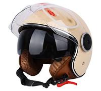 Casco Da Moto Vintage 3/4 Aperto Con Doppia Maschera Protettiva, Certificazione ECE 22.06, Casco Da Moto Per Scooter E Chopper Per Adulti, Uomo E Donna. D,55~62cm