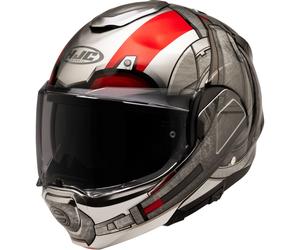 Casco da motocicletta apribile HJC F100 Ant-Man Marvel MC1 grigio-rosso M