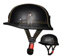 Casco da Motocicletta Omologato ECE Retrò Aperto con Fibbia a Sgancio Rapido Regolabile Per Bicicletta Cruiser Scooter Adulti Uomini e Donne Casco In Pelle Vintage Quattro Stagioni D,2XL61~62