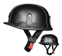 Casco da Motocicletta Omologato ECE Retrò Aperto con Fibbia a Sgancio Rapido Regolabile Per Bicicletta Cruiser Scooter Adulti Uomini e Donne Casco In Pelle Vintage Quattro Stagioni B,L57~58