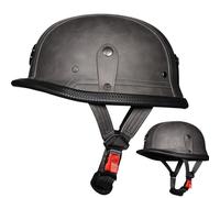 Casco da Motocicletta Omologato ECE Retrò Aperto con Fibbia a Sgancio Rapido Regolabile Per Bicicletta Cruiser Scooter Adulti Uomini e Donne Casco In Pelle Vintage Quattro Stagioni E,M55~56
