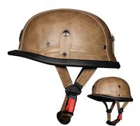 Casco da Motocicletta Omologato ECE Retrò Aperto con Fibbia a Sgancio Rapido Regolabile Per Bicicletta Cruiser Scooter Adulti Uomini e Donne Casco In Pelle Vintage Quattro Stagioni A,2XL61~62