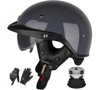 Casco Da Motocicletta Per Uomo E Donna, Certificato ECE, Con Mezza Calotta, Stile Tedesco, Vintage, Con Visiera, Per Adulti, Uomo/Donna 3,M/(57~58cm)