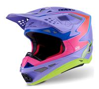 Casco da motocross Alpinestars S-M10 JETT LAWRENCE R01 viola-rosa fluo-giallo fluo L