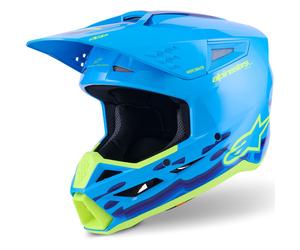 Casco da motocross Alpinestars S-M3 Force blu-giallo fluo S