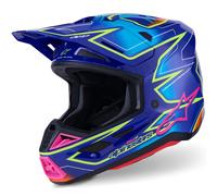 Casco da motocross Alpinestars SM7 Cast blu-rosa-giallo fluo S