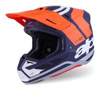 Casco da motocross Alpinestars SM7 Core arancione-blu-bianco opaco S
