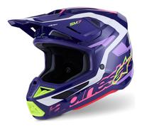 Casco da motocross Alpinestars SM7 Deed viola-rosa-bianco-giallo fluo XS