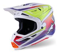 Casco da motocross Alpinestars SM7 Fuse bianco-giallo fluo-viola L