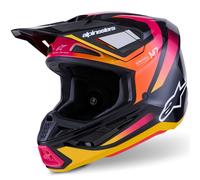 Casco da motocross Alpinestars SM7 Rise nero-giallo-rosa fluo S