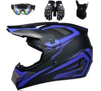 Casco da Motocross, Approvato DOT, con Occhiali Guanti Maschera, per Moto da Cross Enduro In Discesa(DD,M(54-55cm))