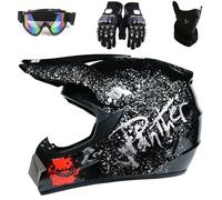 Casco da Motocross, Approvato DOT, con Occhiali Guanti Maschera, per Moto da Cross Enduro In Discesa(GG,M(54-55cm))