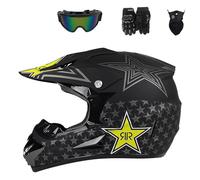 Casco Da Motocross, Casco Integrale Da Fuoristrada ECE, Caschi Da Cross ATV, For MTB BMX MX Quad, Con Occhiali, Guanti E Maschera(G,S(52-53CM))