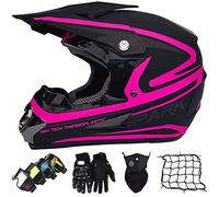 Casco da Motocross, Casco MTB Off-road, Casco da Motociclista per Bambini Set con Occhiali Guanti Face Mask e Rete Del Casco, Caschi integrale Cross per Downhill Dirt Bike Quad Enduro Racing