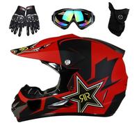 Casco da Motocross DOT Per Ragazzi E Adulti, con Occhiali, Guanti E Maschera, Fibbia A Sgancio Rapido, Visiera Parasole Regolabile, Casco da Moto Fuoristrada Atv Bmx Mx Quad(L(56-57cm))