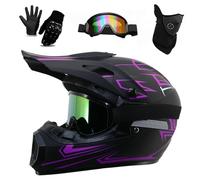 Casco da Motocross DOT Per Ragazzi E Adulti, da Corsa, da Strada, Fuoristrada, Mountain Bike, Bmx, Mx, Atv, con Occhiali da Ciclismo, Guanti E Maschera, Unisex Per Adulti(L(57-58CM))