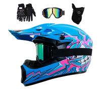 Casco da Motocross Gioventù Bambini, Integrale Fuoristrada Strada Bici da Cross Moto Casco, DOT Certificato In Discesa ATV MTB BMX Enduro Caschi, con Occhiali Guanti Maschera