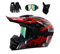Casco da Motocross Gioventù Bambini, Integrale Fuoristrada Strada Bici da Cross Moto Casco, DOT Certificato In Discesa ATV MTB BMX Enduro Caschi, con Occhiali Guanti Maschera