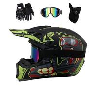 Casco da Motocross Gioventù Bambini, Integrale Fuoristrada Strada Bici da Cross Moto Casco, DOT Certificato In Discesa ATV MTB BMX Enduro Caschi, con Occhiali Guanti Maschera