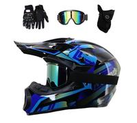 Casco da Motocross Gioventù Bambini, Integrale Fuoristrada Strada Bici da Cross Moto Casco, DOT Certificato In Discesa ATV MTB BMX Enduro Caschi, con Occhiali Guanti Maschera