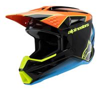 Casco da motocross per bambini Alpinestars S-M3 FRAY nero-arancione fluo-giallo fluo-turchese M