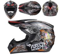 Casco da Motocross Per Bambini, Casco Integrale MTB Per Adulti, con Occhiali, Guanti E Maschera, Per Downhill, Enduro, MX, Quad E Moto da Cross(B black car,S(52-53cm))