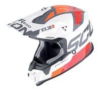 Casco da motocross Scorpion VX-16 EVO AIR ANALOG bianco-arancio 2XL
