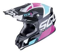 Casco da motocross Scorpion VX-16 EVO AIR ANALOG nero-blu-rosa metallizzato S