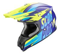 Casco da motocross Scorpion VX-16 EVO AIR Slanter blu opaco-giallo fluo Saldi M