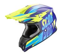 Casco da motocross Scorpion VX-16 EVO AIR Slanter blu opaco-giallo fluo Saldi XL
