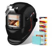 Casco da Saldatore TRQWH con Luce, Casco per Saldatura Auto-Oscurante a Colore Vero, Casco Solare con 2 Sensori ad Arco, Visiera Ampia 4/9-13 per TIG MIG ARC, Maschera da Saldatore Cool (nero)