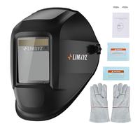 Casco da saldatura auto oscurante, grande visualizzazione 10 x 8 cm, cappuccio per saldatura con 4 sensori ad arco ad energia solare, ampia tonalità 5-9/9-13 per TIG, MIG, MAG con guanti da saldatura