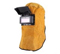 Casco da saldatura con design a doppia lente, maschera per saldatura in pelle bovina di alta qualità per protezione da saldatura, resistente al calore, attrezzatura di sicurezza per saldatori