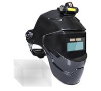 Casco da saldatura con oscuramento automatico, calotta protettiva a energia solare, protezione traspirante in metallo in stile di sicurezza industriale, regolazione automatica delle lenti + fascia