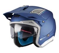 Casco da trial aperto per moto MT District SV S Soul C7 blu-grigio opaco L