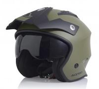 Casco Demi-Jet Aria Acerbis Verde Opaco Con Visiera Parasole Taglia Size S