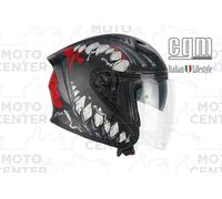 CASCO DEMI JET CGM 127X DEEP FREAKER NERO ROSSO OPACO TAGLIA M (57 - 58 Cm.)
