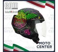 CASCO DEMI JET CGM 167S FLO JOY NERO AZZURRO VERDE OPACO TAGLIA XL (60 Cm.)