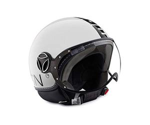 CASCO DEMI JET MOMO DESIGN: FIGHTER CLASSIC BIANCO LUCIDO/NERO TG.M/L