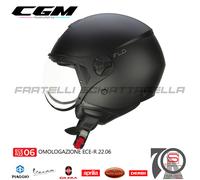 Casco Demi Jet Moto CGM 167A Flo Mono Nero Opaco Visiera Sagomata Occhiale 16...
