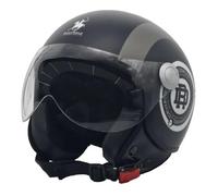 Casco Demijet Circle Rodeo Drive, Design Nero/Grigio Opaco, con Visiera (XL)