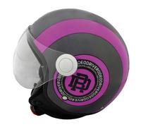 Casco Demijet Circle Rodeo Drive, Grigio e Fucsia, Design Sportivo con Visiera (S)