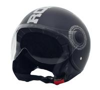 Casco Demijet Decal Rodeo Drive Nero e Titanio, con Visiera, Stile Vintage (M)