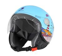 Casco Demijet Mykonos Rodeo Drive Blu Chiaro, con Visiera e Imbottitura Interna (M)