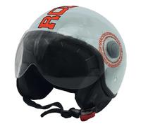 Casco Demijet Rodeo Drive Bridge Grey con Dettagli Arancio Fluo, Visiera Protettiva (XL)
