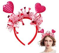 Casco di cuore, fascia da bacio, costume di San , fascia rossa con paillettes | accessori per il cuore, accessori per la foto del cerchio per capelli per amanti, mogli, fidanzate,