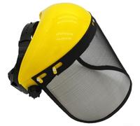 Casco di sicurezza per motosega con visiera in rete e paraorecchie, resistente agli urti, protezione per la foresta, per la registrazione, copricapo regolabile a cricchetto verde (cappuccio in rete