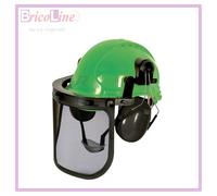 CASCO ELMETTO PROTETTIVO FORESTALE CON VISIERA RETE E CUFFIE PER DECESPUGLIATORE