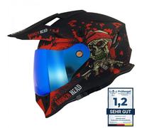 Casco Enduro Jack S. VX2 Rot + Blu Con Visiera Specchiata